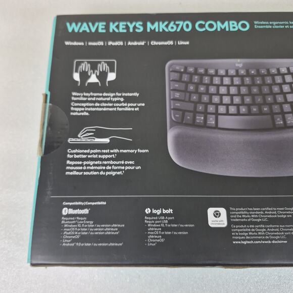 Logitech Wave Keys MK670 Combo, Wireless Ergonomic Keyboard w/ Mouse - Black - Picture 3 of 7